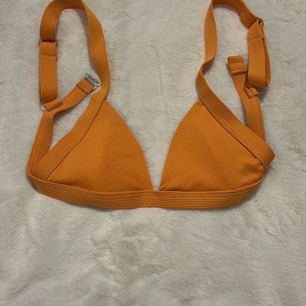 Women's Orange Ribbed Triangle Bikini top